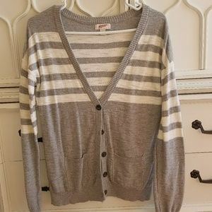 Grey and white sweater cardigan